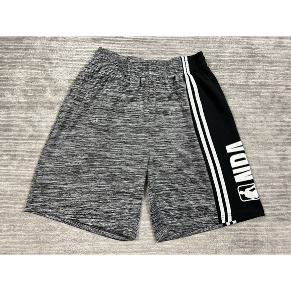 NBA Shorts Mens Large Gray Striped Basketball Athletic‎ Polyester - Picture 1 of 12